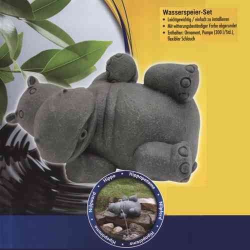 Wasserspeier Flusspferd / Nilpferd inklusiv Pumpe