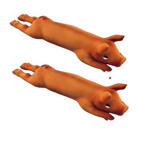 2 x Latex Schwein 42 cm, Spielzeug mit Quietsch-Geräusche