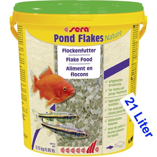 21 Liter sera Pond Flakes Nature - Fischfutter